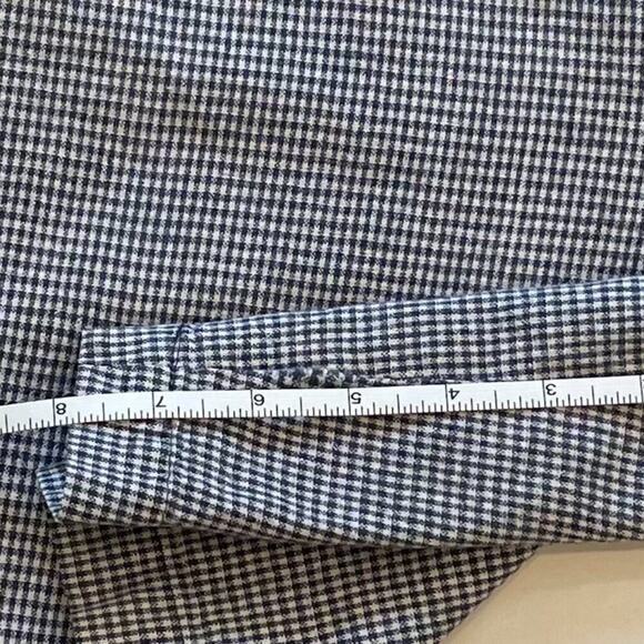 Milano Design Group Navy & White Check Linen Blend High Rise Tailored Shorts, 20 - Picture 12 of 13